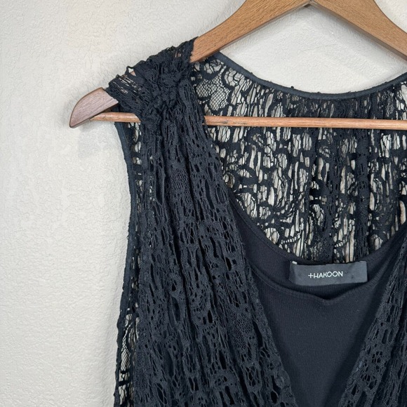 Thakoon Romper Women's 4 Black Lined 100% Cotton Surplice Neck Plunge Crochet - Picture 2 of 13